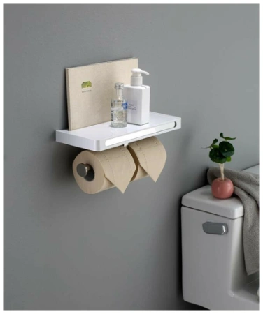 Бумагодержатель двойной с полкой, хром RUSH EDGE ED77143A